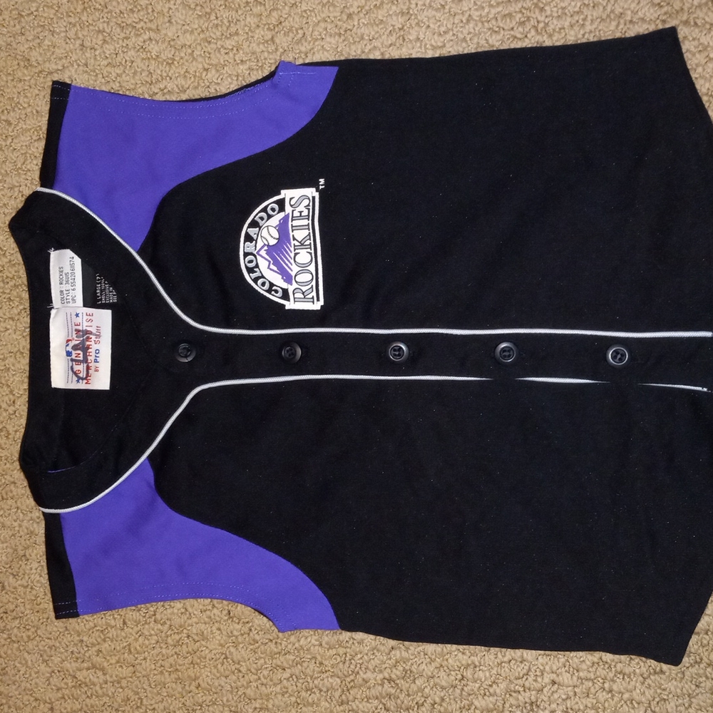 Boys MLB Colorado Rockies baseball button-down jersey